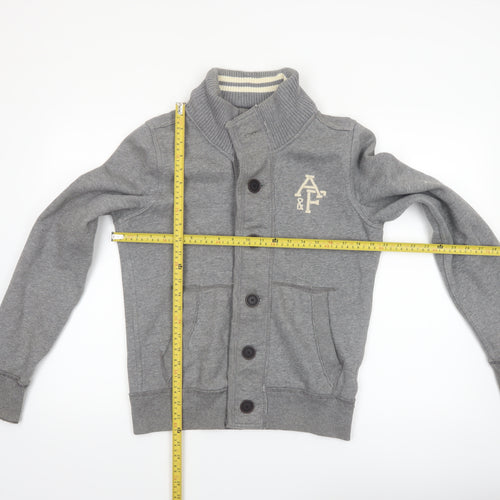 Abercrombie & Fitch Women Grey Small Button Bomber Jacket