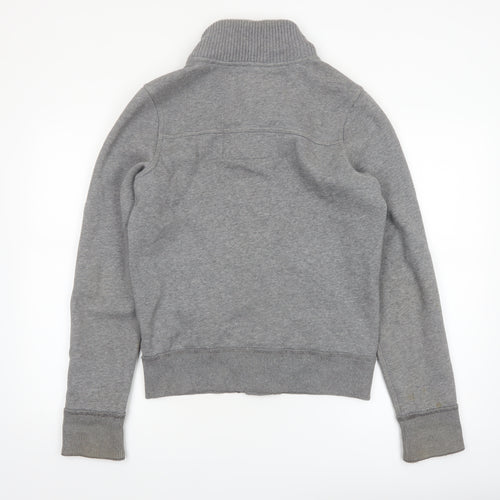 Abercrombie & Fitch Women Grey Small Button Bomber Jacket