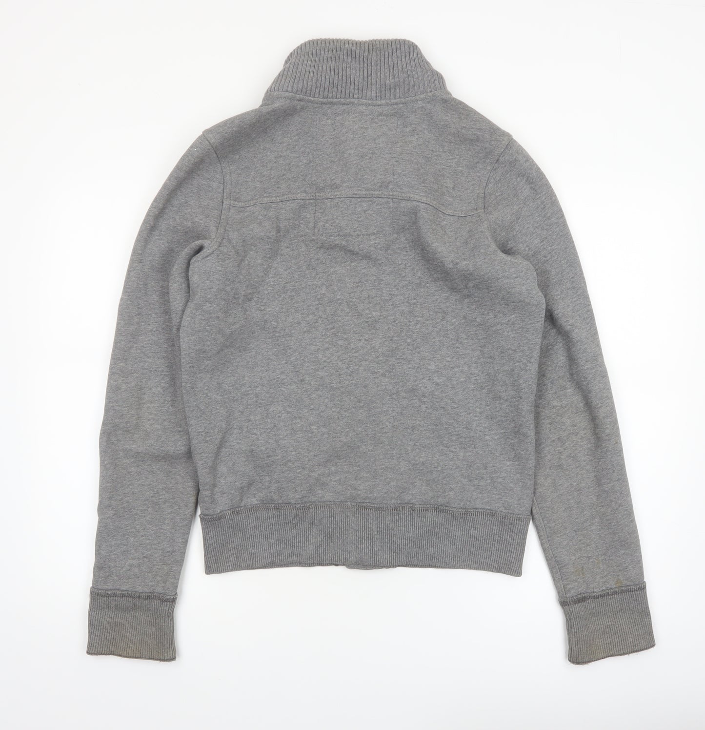 Abercrombie & Fitch Women Grey Small Button Bomber Jacket
