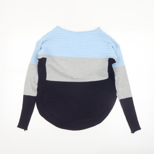 Stella Morgan Women’s Multicoloured Striped V-Neck Zip Jumper Size 10