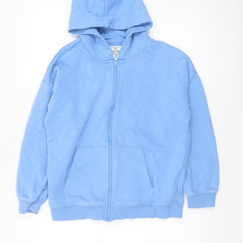 Marks and Spencer Boys Blue Full Zip Hoodie 11-12 Years Cotton Blend