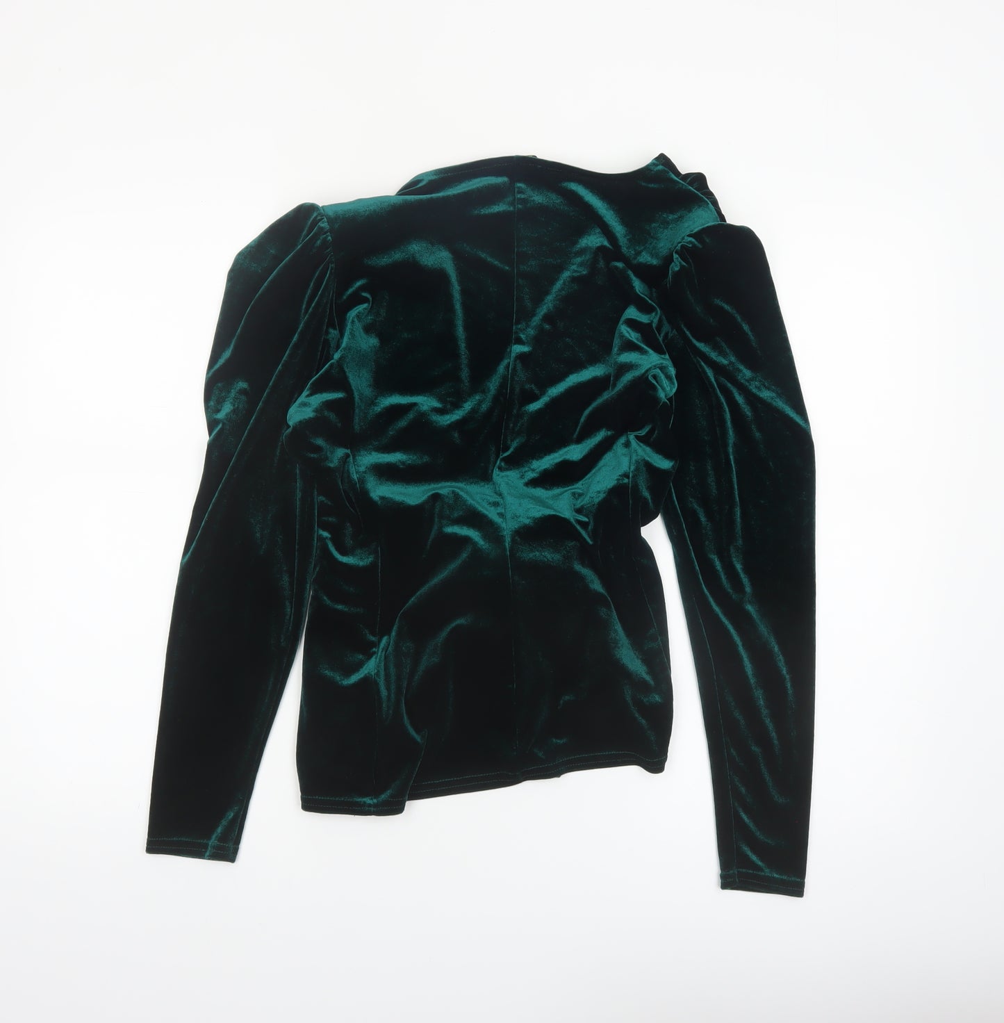 Quiz Womens Green Velvet Wrap Blouse Long Sleeve UK 12