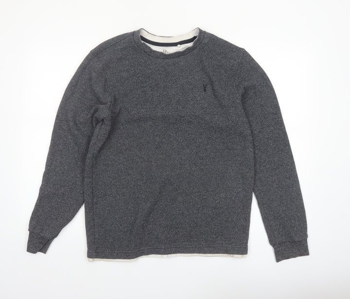 Next Men's Grey Regular Fit Long Sleeve Casual Knit Top M