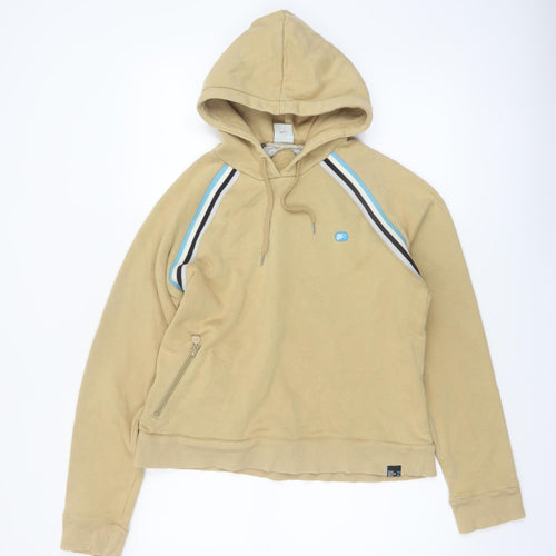 Nike Women Beige Hooded Pullover Sweatshirt L Cotton Blend