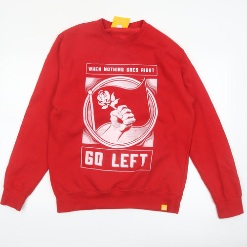 ALLRIOT Men Red Graphic Pullover Sweatshirt M Long Sleeve