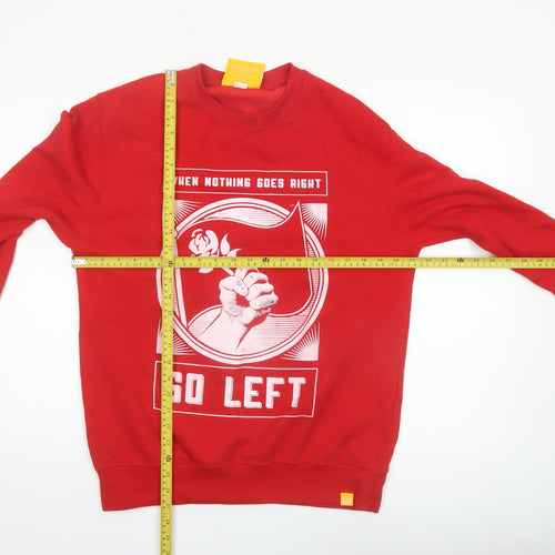 ALLRIOT Men Red Graphic Pullover Sweatshirt M Long Sleeve