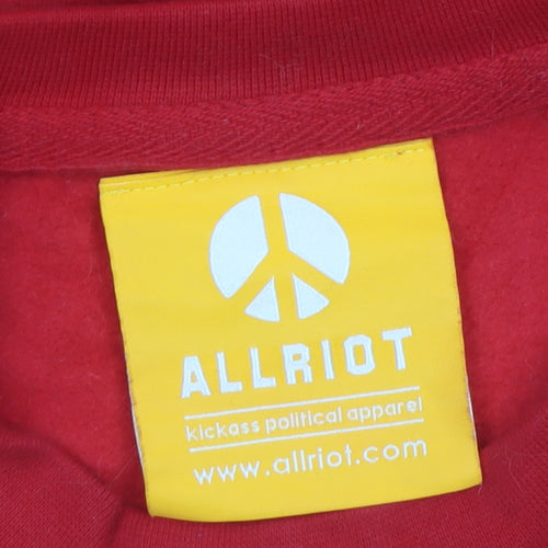 ALLRIOT Men Red Graphic Pullover Sweatshirt M Long Sleeve