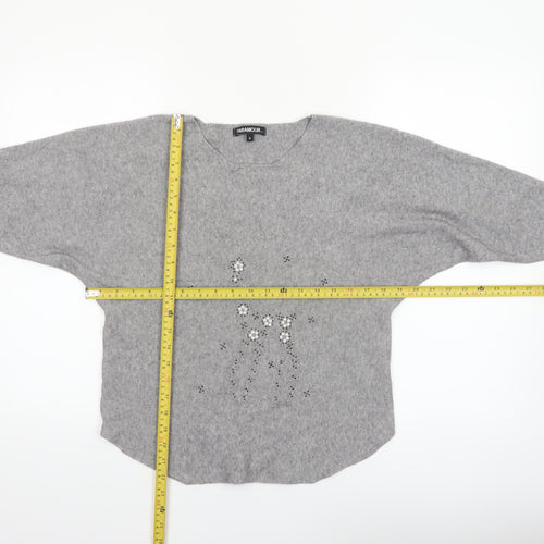 Paramour Women's Grey Beaded Knit Pullover Jumper Size S