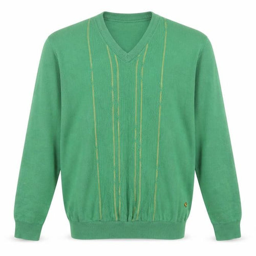 Gabicci Men's Green V-Neck Cotton Blend Jumper Size L