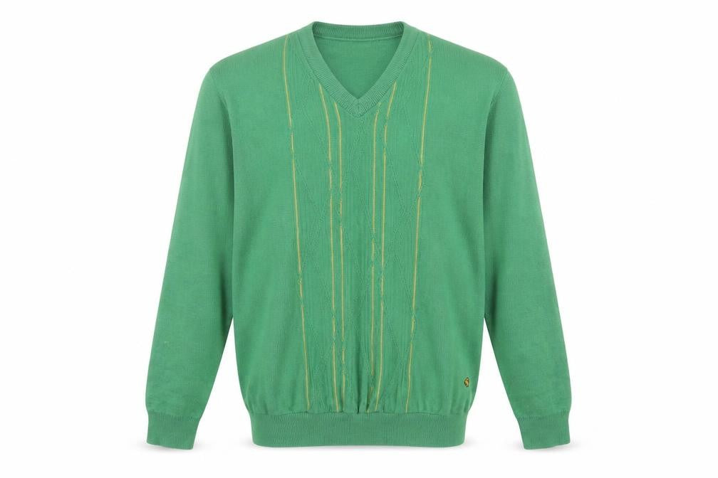 Gabicci Men's Green V-Neck Cotton Blend Jumper Size L