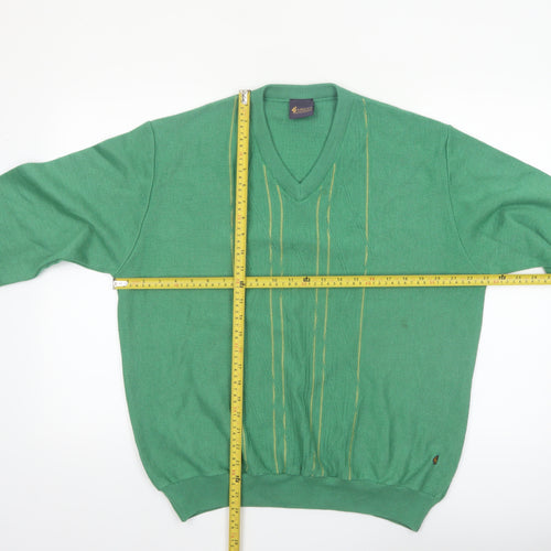 Gabicci Men's Green V-Neck Cotton Blend Jumper Size L