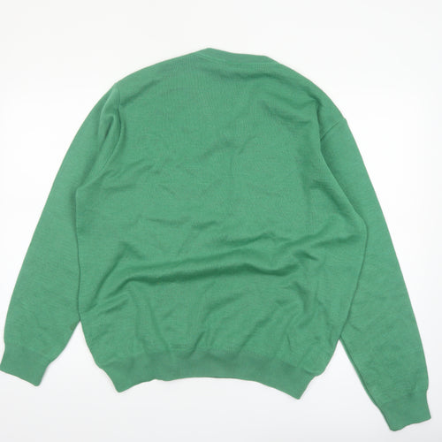Gabicci Men's Green V-Neck Cotton Blend Jumper Size L