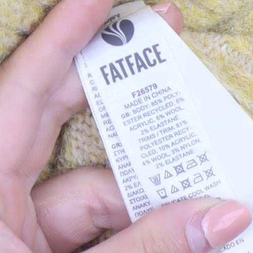 FatFace Women Yellow Floral Knit Wool Blend Pullover Jumper UK 10