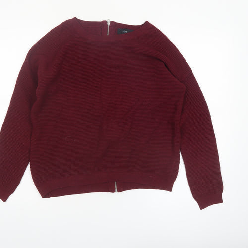Next Women Red Sequin Zip Back Knit Jumper Size 12