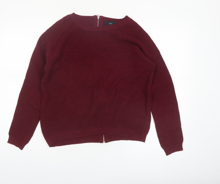 Next Women Red Sequin Zip Back Knit Jumper Size 12
