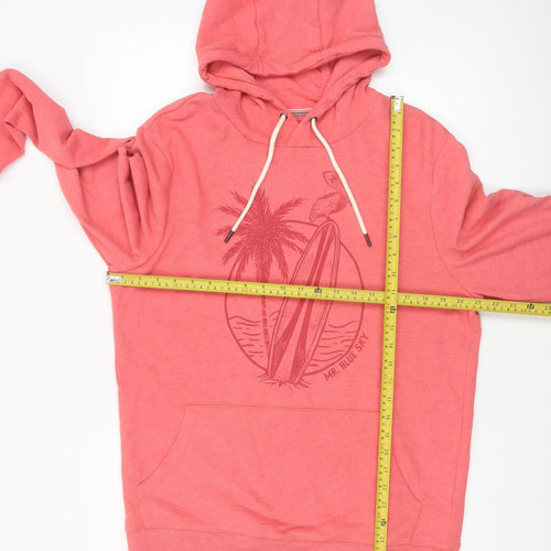 Mr. Blue Sky Men's Pink Pullover Hoodie M Graphic Surf Design