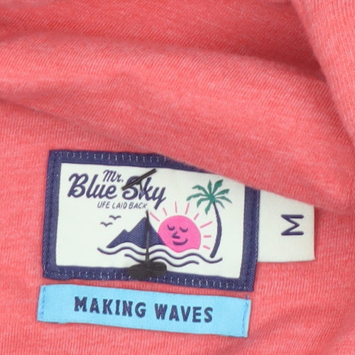 Mr. Blue Sky Men's Pink Pullover Hoodie M Graphic Surf Design