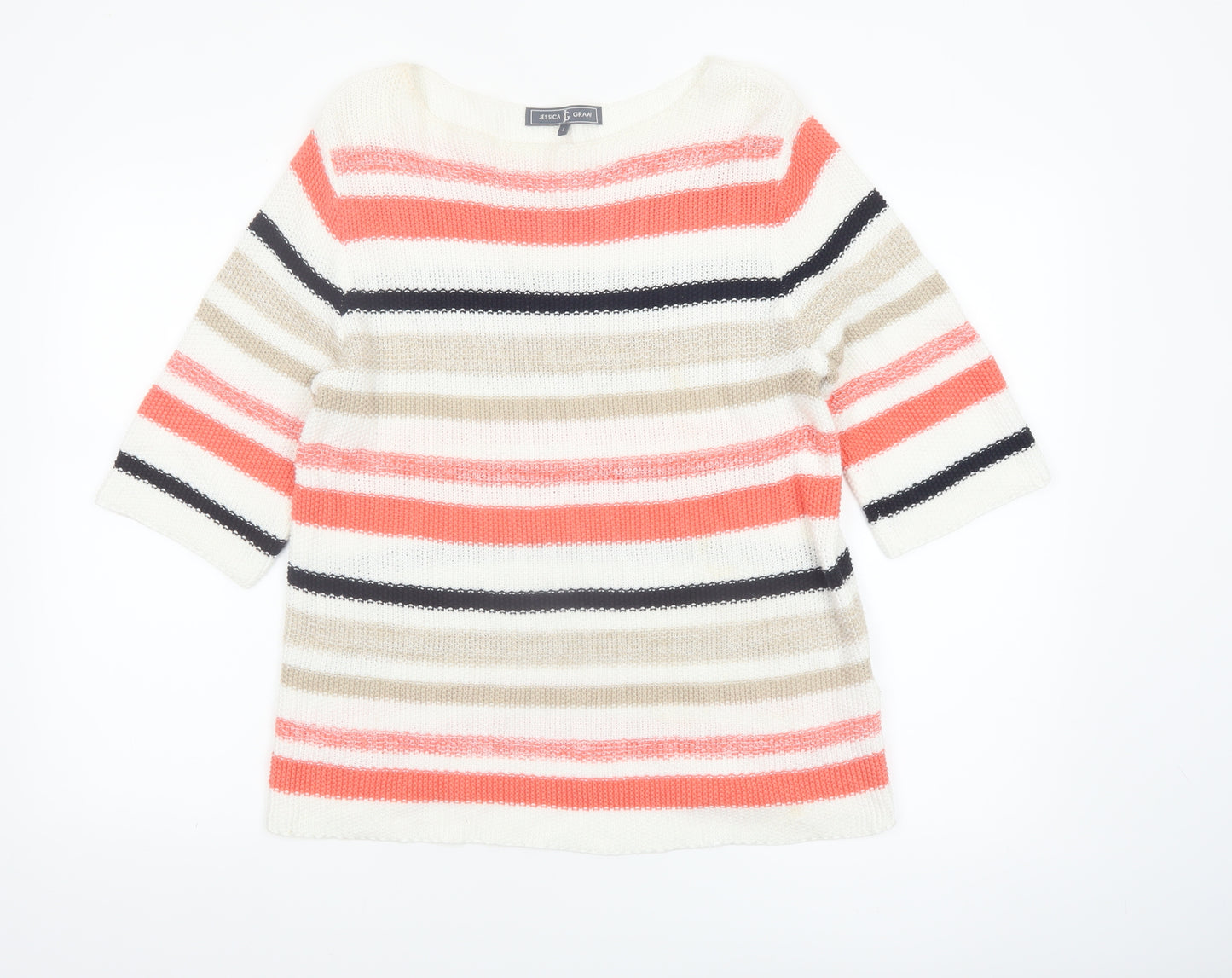 Jessica Graaf Women Multicoloured Striped 3/4 Sleeve Pullover Jumper S