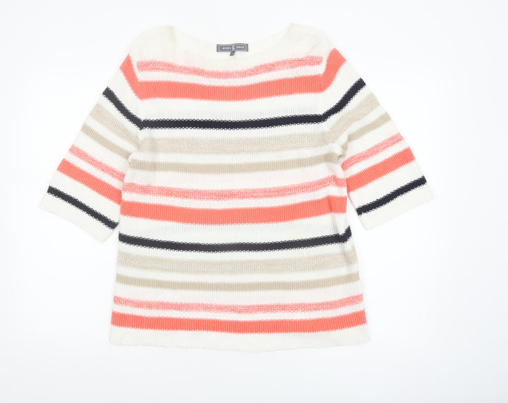 Jessica Graaf Women Multicoloured Striped 3/4 Sleeve Pullover Jumper S