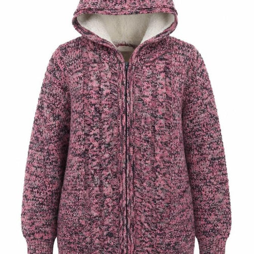Cotton Traders Womens Pink Hooded Full Zip Knit Jumper Size 16