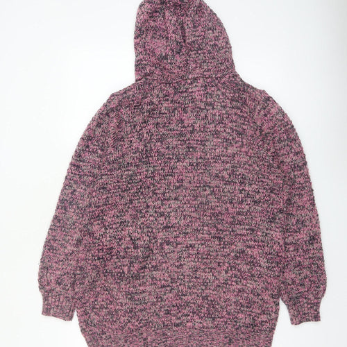 Cotton Traders Womens Pink Hooded Full Zip Knit Jumper Size 16
