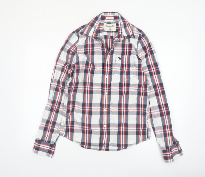 Abercrombie Boys Multicoloured Plaid Long Sleeve Button-Up Shirt XL Cotton
