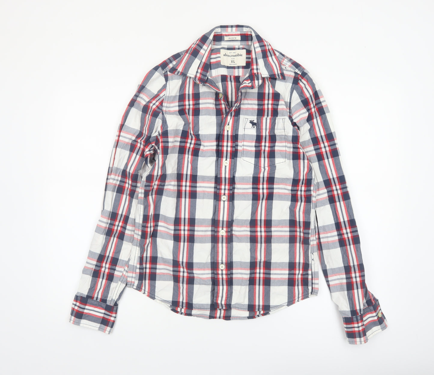 Abercrombie Boys Multicoloured Plaid Long Sleeve Button-Up Shirt XL Cotton