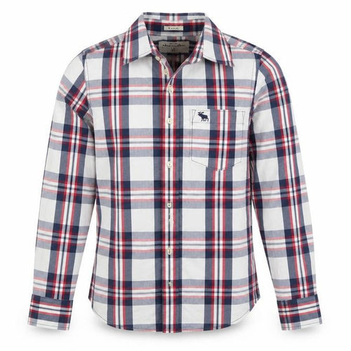 Abercrombie Boys Multicoloured Plaid Long Sleeve Button-Up Shirt XL Cotton