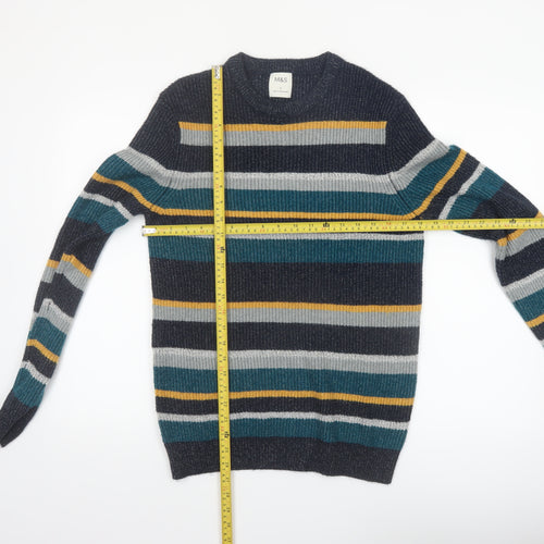 Marks and Spencer Men's Multicoloured Striped Pullover Jumper Size S