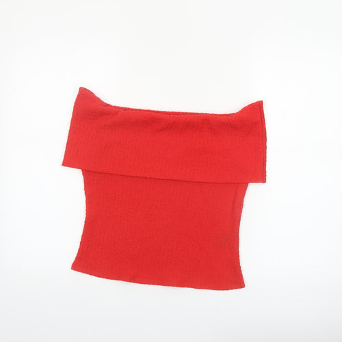 H&M Women’s Red Off Shoulder Camisole Blouse Size 12 Slim Fit
