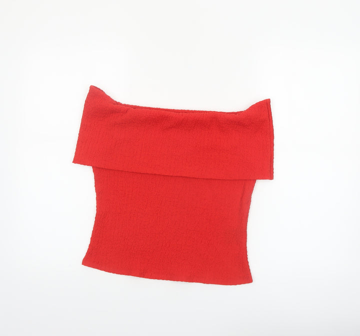 H&M Women’s Red Off Shoulder Camisole Blouse Size 12 Slim Fit