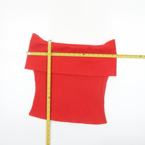 H&M Women’s Red Off Shoulder Camisole Blouse Size 12 Slim Fit