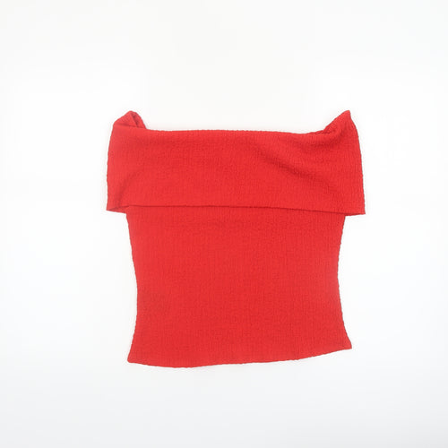 H&M Women’s Red Off Shoulder Camisole Blouse Size 12 Slim Fit