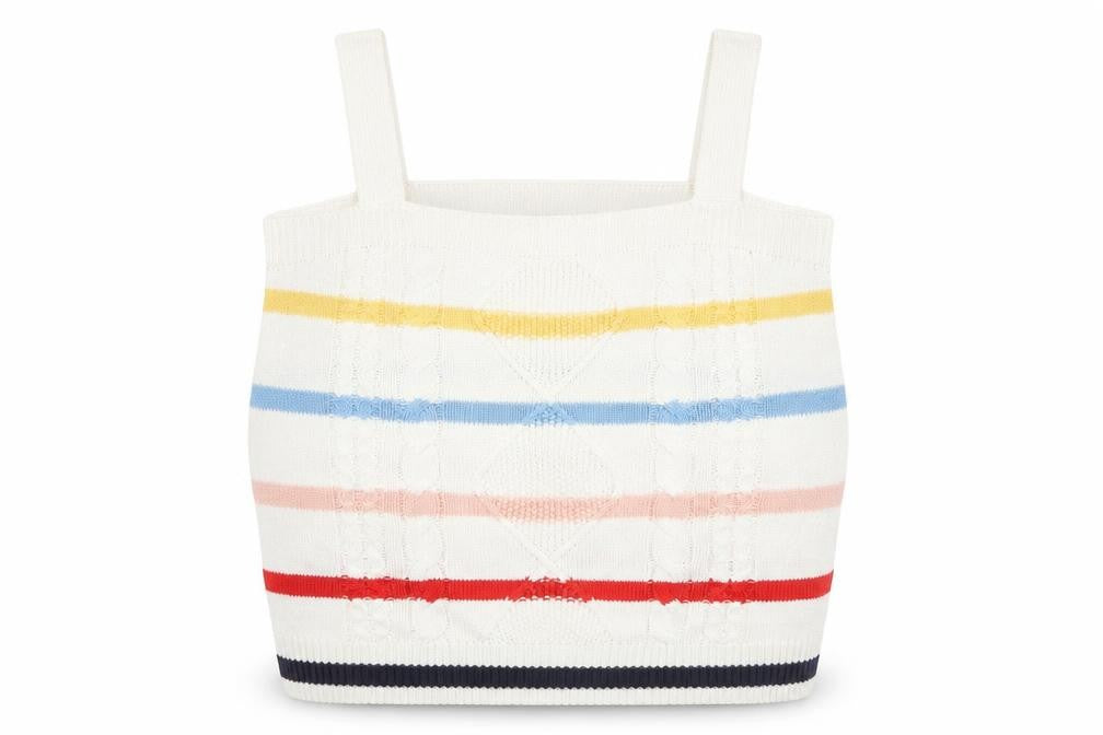 Front view of Tu Women’s Multicoloured Striped Knit Tank Top, size UK 16