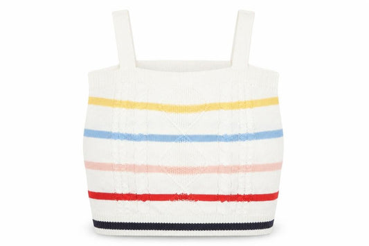 Front view of Tu Women’s Multicoloured Striped Knit Tank Top, size UK 16