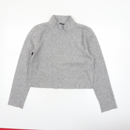 Zara Women’s Grey Mock Neck Cropped Knit Top Size M