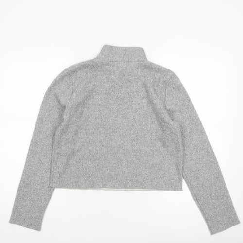 Zara Women’s Grey Mock Neck Cropped Knit Top Size M
