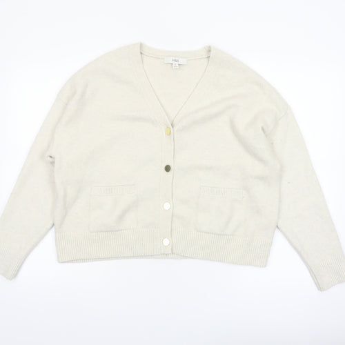 Marks and Spencer Women's Ivory V-Neck Button Cardigan Size M