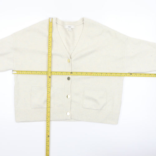 Marks and Spencer Women's Ivory V-Neck Button Cardigan Size M