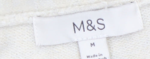 Marks and Spencer Women's Ivory V-Neck Button Cardigan Size M