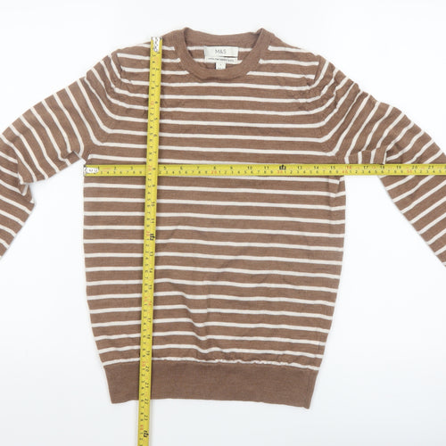 Marks and Spencer Women’s Brown Striped Merino Wool Jumper Size 6