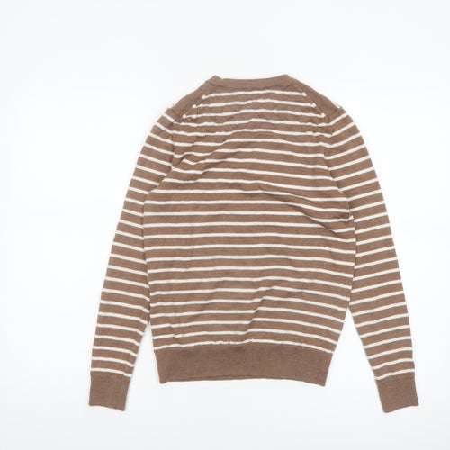 Marks and Spencer Women’s Brown Striped Merino Wool Jumper Size 6