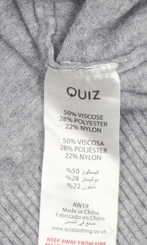 Quiz Women's Grey Beaded Crew Neck Long Sleeve Pullover Jumper Size S