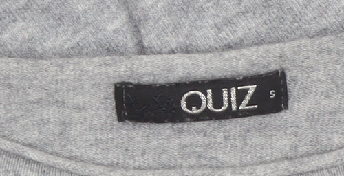 Quiz Women's Grey Beaded Crew Neck Long Sleeve Pullover Jumper Size S