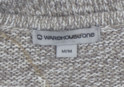 Warehouse One Women Grey Wrap Chunky-Knit Jumper Size M