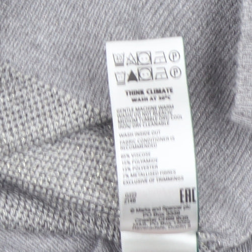 Marks and Spencer Womens Grey Striped Crew Neck Jumper Size 12