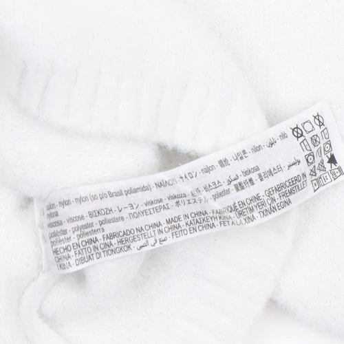 Zara Women White Crew Neck Cropped Knit Jumper Size 8