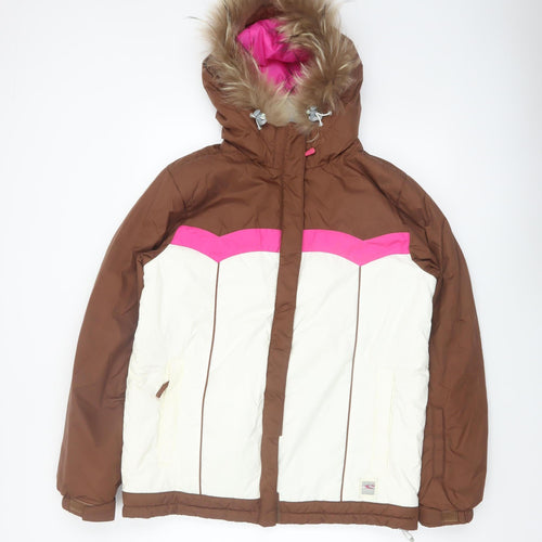 O'Neill Women's Brown Ski Jacket M Hooded Waterproof Winter Coat