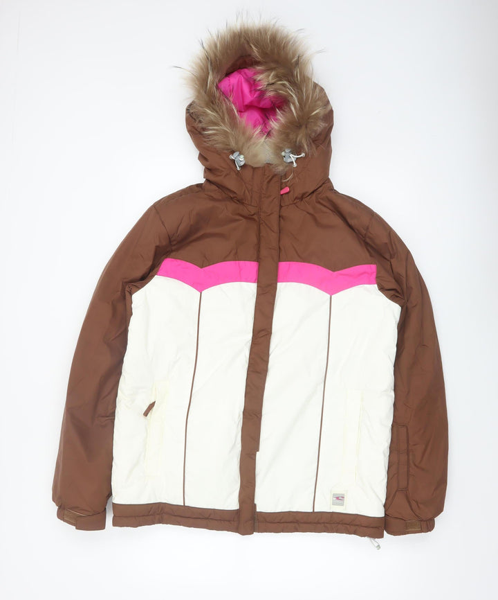 O'Neill Women's Brown Ski Jacket M Hooded Waterproof Winter Coat