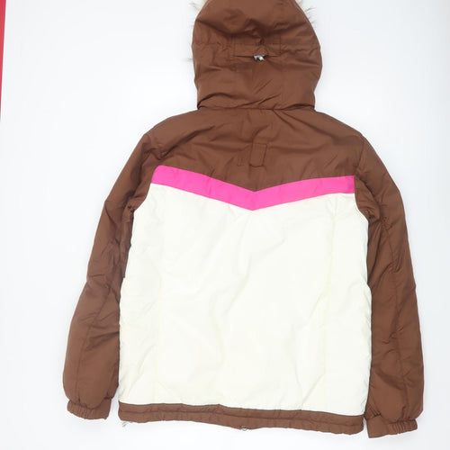 O'Neill Women's Brown Ski Jacket M Hooded Waterproof Winter Coat